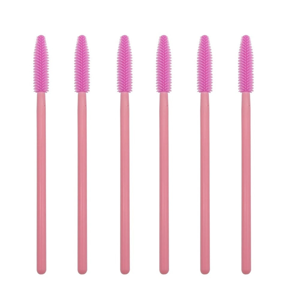 silicone lash wands, pink mascara wands, lash spoolies, silicone lash brush